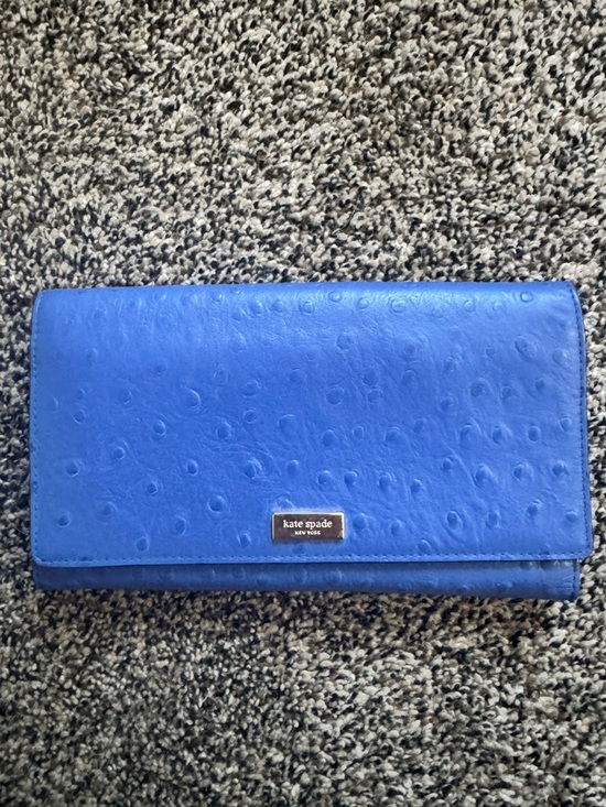 kate spade Handbags - kate spade electric blue ostrich-embossed continental wallet